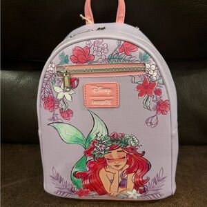 Disney Loungefly Lilac Mermaid Floral Mini Backpack - Pink, Red, Green